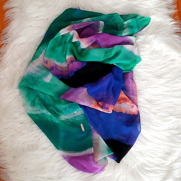 Calvin Klein rainbow stripe tie dye infinity scarf in Polyester? - Picture 6 of 8